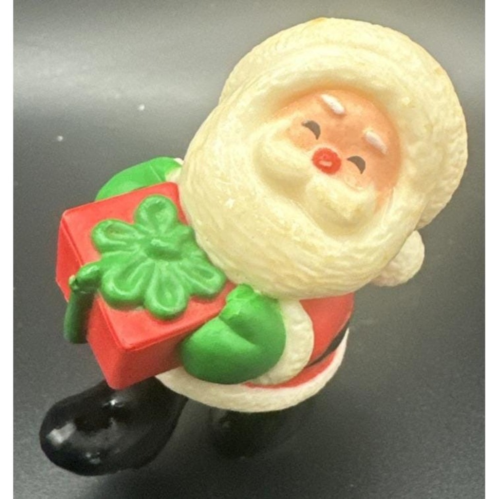 Vintage 1980 Hallmark Santa with Gift XPF394  Merry Miniature Christmas 2" Tall